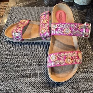 Desigual - Leather & Cork Embroidered Sandals
